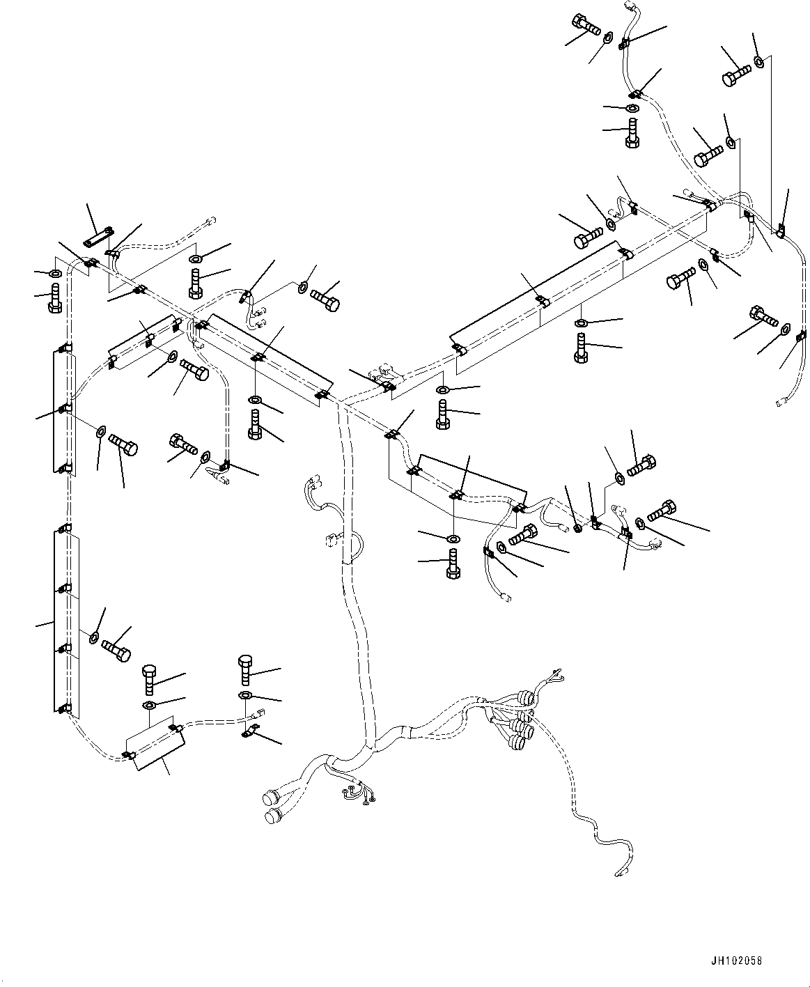 Excavators Mining Komatsu / PC2000-11 S/N 30001-UP(1001258C) / Electric Wiring Harness, Wiring Harness and Clip (3/4) (#30001-)(E002038 : E0200-001039)