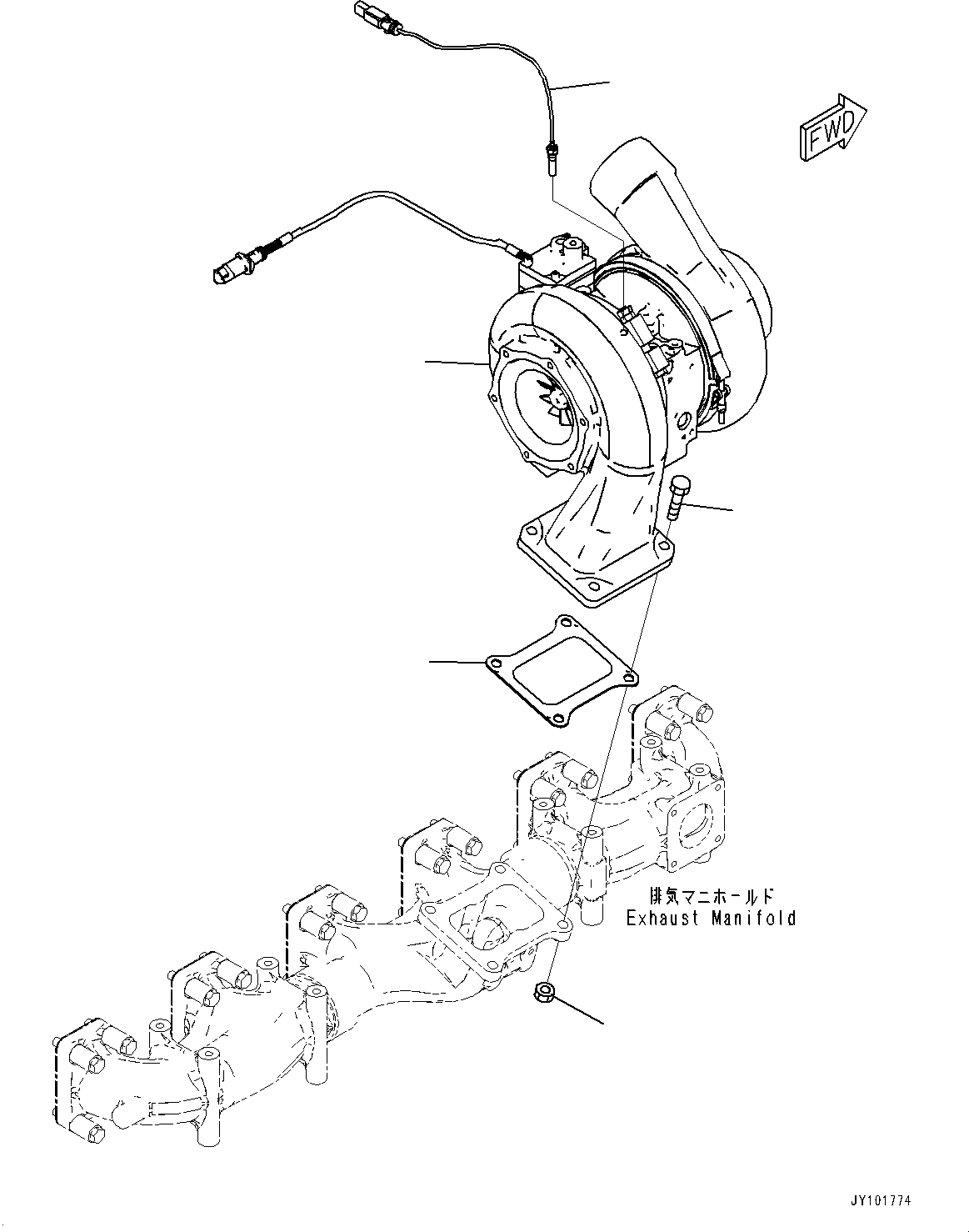 Engines Komatsu / SAA6D170E-7D S/N 710161-UP (For PC1250-11/PC1250LC-11)(1001292C) / Variable Geometry Turbocharger (VGT), Mounting Parts (Coolant Heater, North America EPA 4th Regulations) (#710703-)(A011001 : A1530-002001)