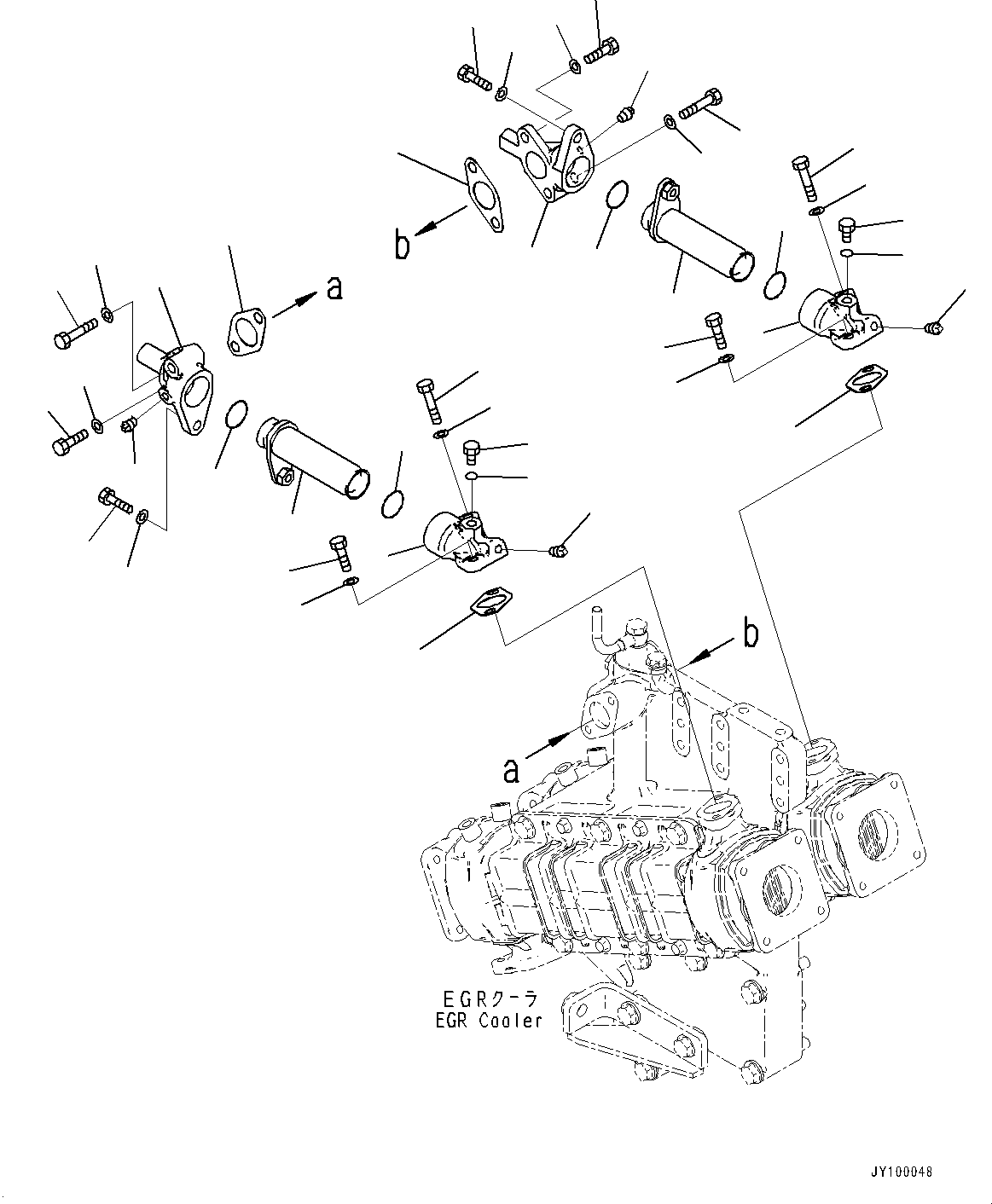 Komatsu parts book diagram for SAA6D170E-7D S/N 710161-UP (For PC1250-11/PC1250LC-11): EXHAUST GAS RE-CIRCULATION (EGR) COOLER, WATER OUTLET CONNECTOR (#710161-)