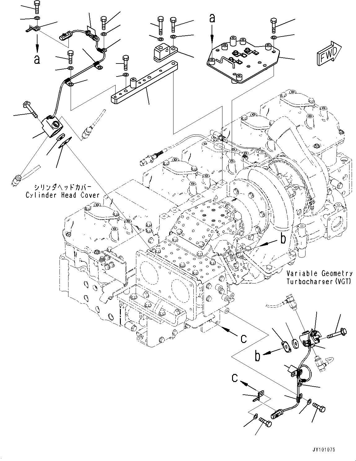 Komatsu parts book diagram for SAA6D170E-7D S/N 710161-UP (For PC1250-11/PC1250LC-11): EXHAUST CONNECTION, FUEL DOSER MOUNTING(#710161-)