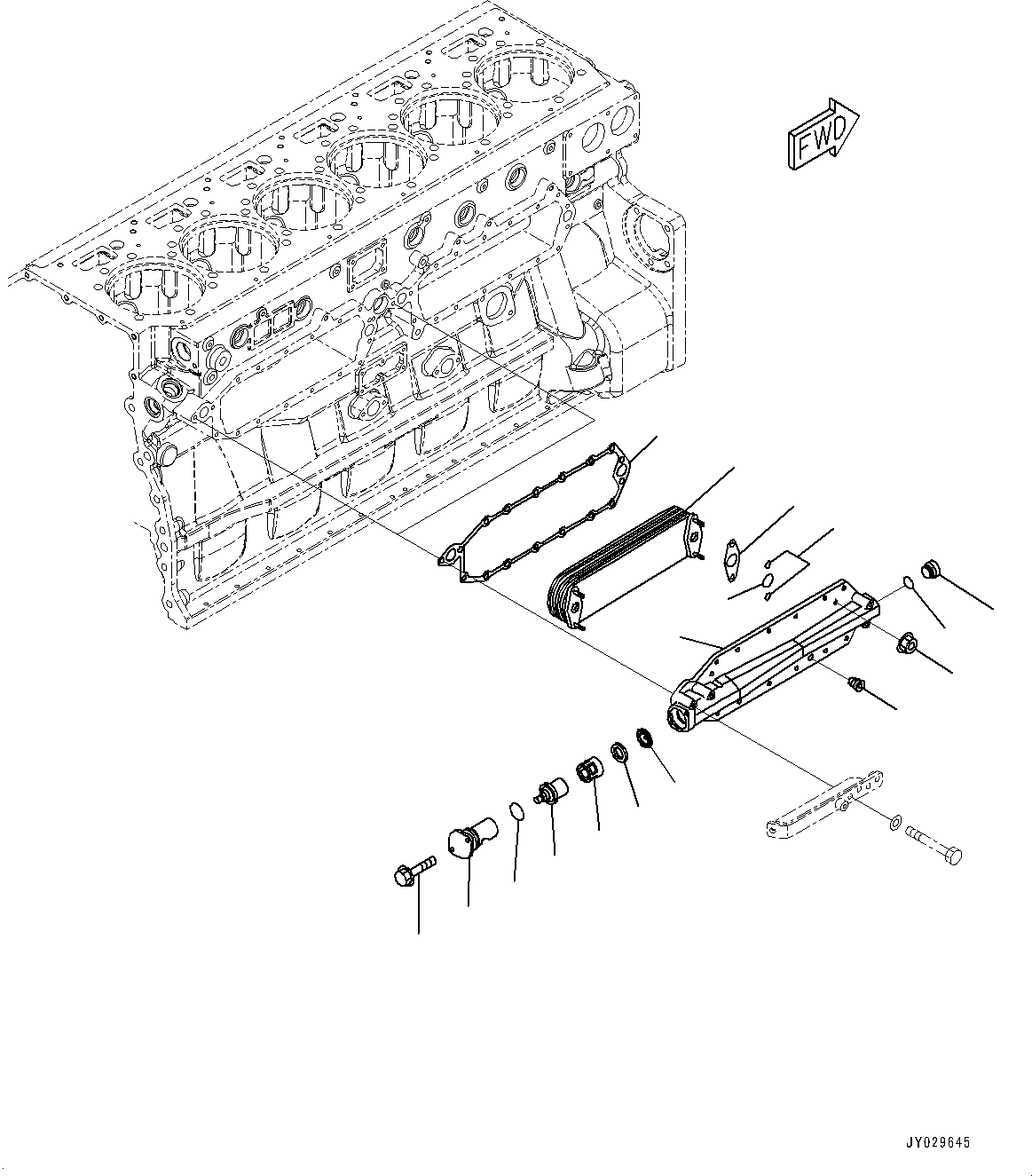 Komatsu parts book diagram for SAA6D170E-7D S/N 710161-UP (For PC1250-11/PC1250LC-11): ENGINE OIL COOLER (#710161-)