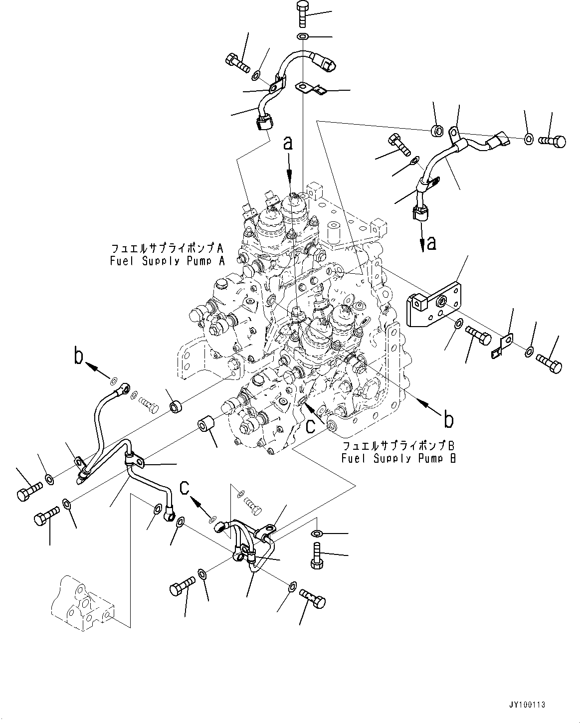 Komatsu parts book diagram for SAA6D170E-7D S/N 710161-UP (For PC1250-11/PC1250LC-11): FUEL SUPPLY PUMP, FUEL SUPPLY PUMP WIRING HARNESS AND LUBRICATION (#710161-)