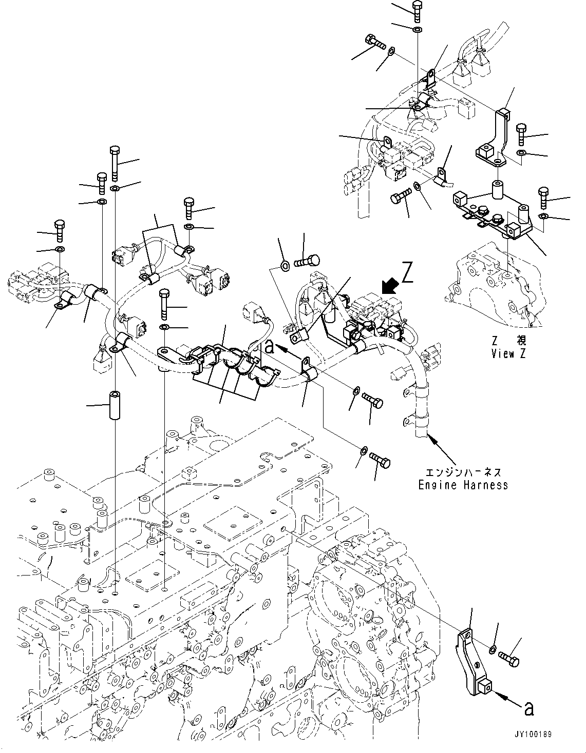 Komatsu parts book diagram for SAA6D170E-7D S/N 710161-UP (For PC1250-11/PC1250LC-11): CABLE SUPPORT, WIRING HARNESS CLAMP (2/4) (#710161-)