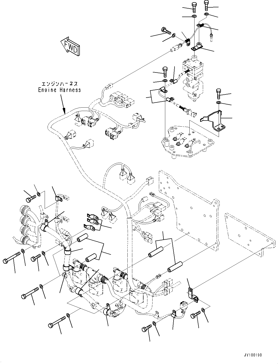 Komatsu parts book diagram for SAA6D170E-7D S/N 710161-UP (For PC1250-11/PC1250LC-11): CABLE SUPPORT, WIRING HARNESS CLAMP (3/4)(#710161-710170)