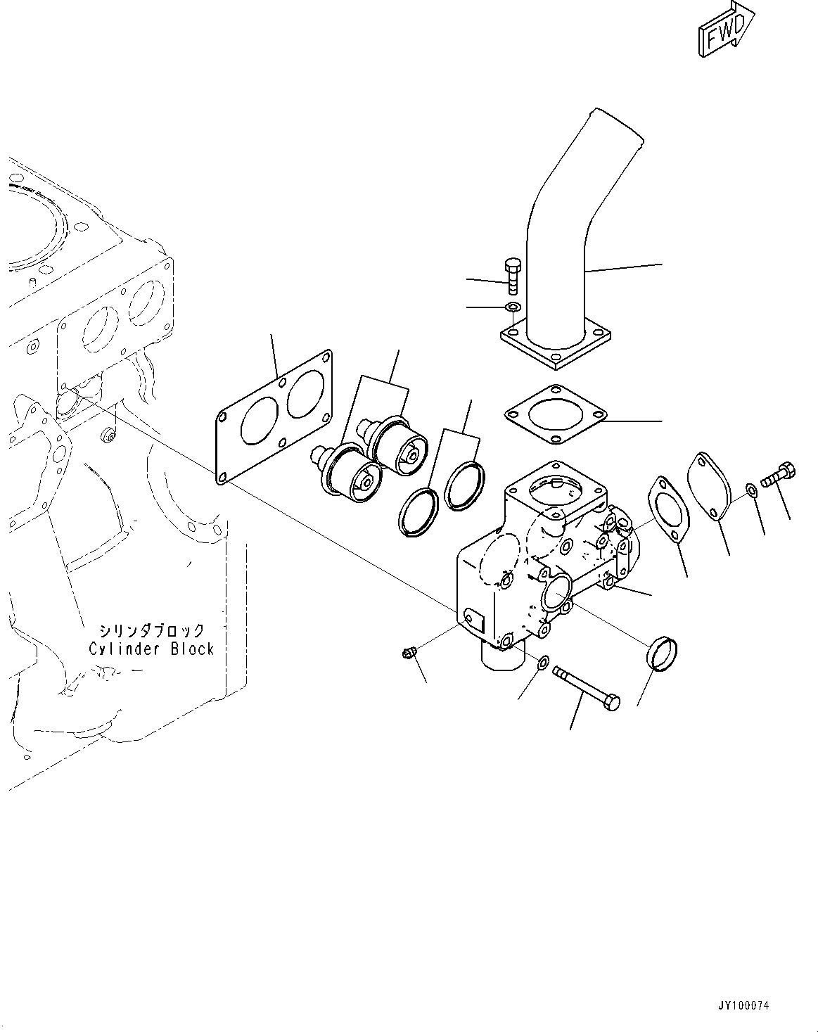 Komatsu parts book diagram for SAA6D170E-7D S/N 710161-UP (For PC1250-11/PC1250LC-11): THERMOSTAT HOUSING (#710161-)