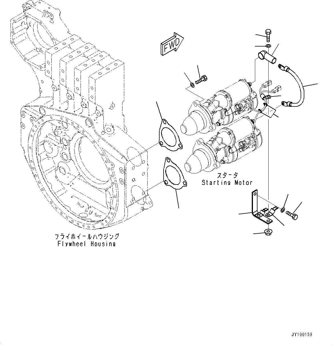 Komatsu parts book diagram for SAA6D170E-7D S/N 710161-UP (For PC1250-11/PC1250LC-11): STARTING MOTOR, MOUNTING (#710161-)