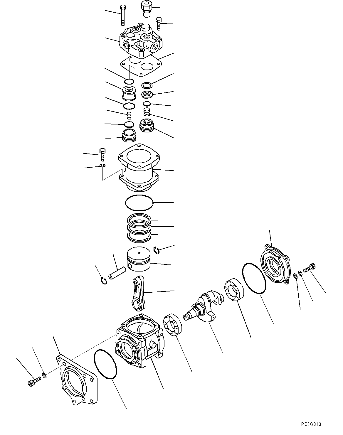 Komatsu parts book diagram for SAA6D170E-7D S/N 710161-UP (For PC1250-11/PC1250LC-11): AIR COMPRESSOR, INNER PARTS (#710161-)