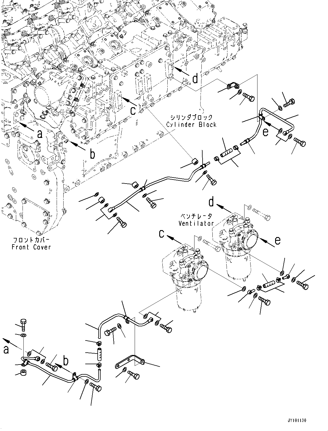 Engines Komatsu / SAA12V140E-7 S/N 800007-UP (For HD785-8)(1001360C) / Komatsu Closed Crankcase Ventilation (KCCV), Water Piping (1/2) (#800007-)(A005006 : A1210-001006)