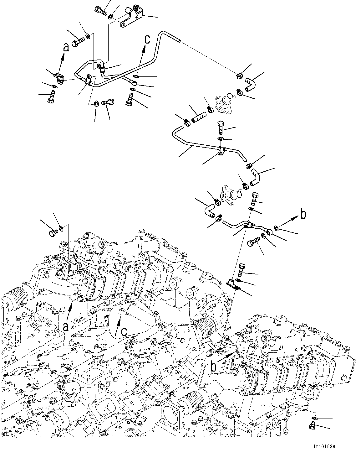 Engines Komatsu / SAA12V140E-7 S/N 800007-UP (For HD785-8)(1001360C) / Komatsu Closed Crankcase Ventilation (KCCV), Water Piping (2/2) (#800007-)(A005007 : A1210-001007)
