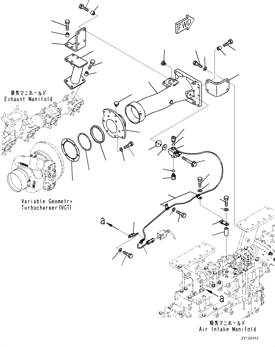 Engines Komatsu / SAA12V140E-7 S/N 800007-UP (For HD785-8)(1001360C) / Variable Geometry Turbocharger (VGT), Connector, R.H. (#800007-)(A009004 : A1530-001004)