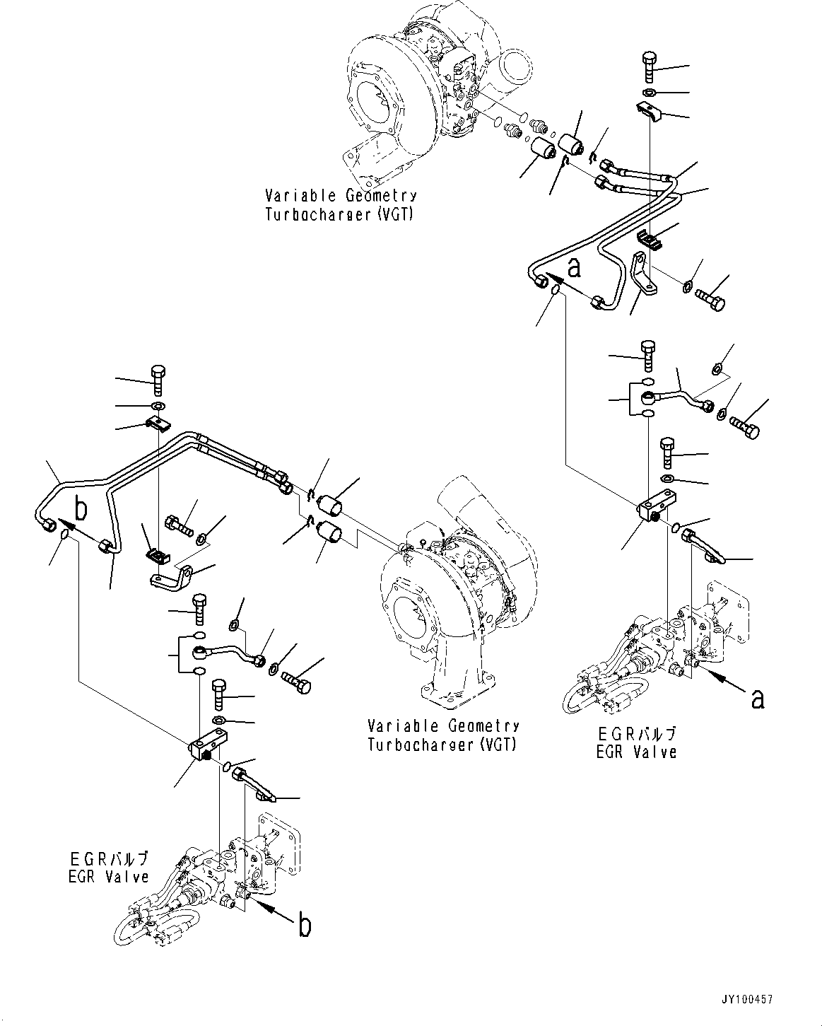 Engines Komatsu / SAA12V140E-7 S/N 800007-UP (For HD785-8)(1001360C) / Variable Geometry Turbocharger (VGT), Variable Geometry Turbocharger (VGT) Piping (#800007-)(A009007 : A1530-001007)