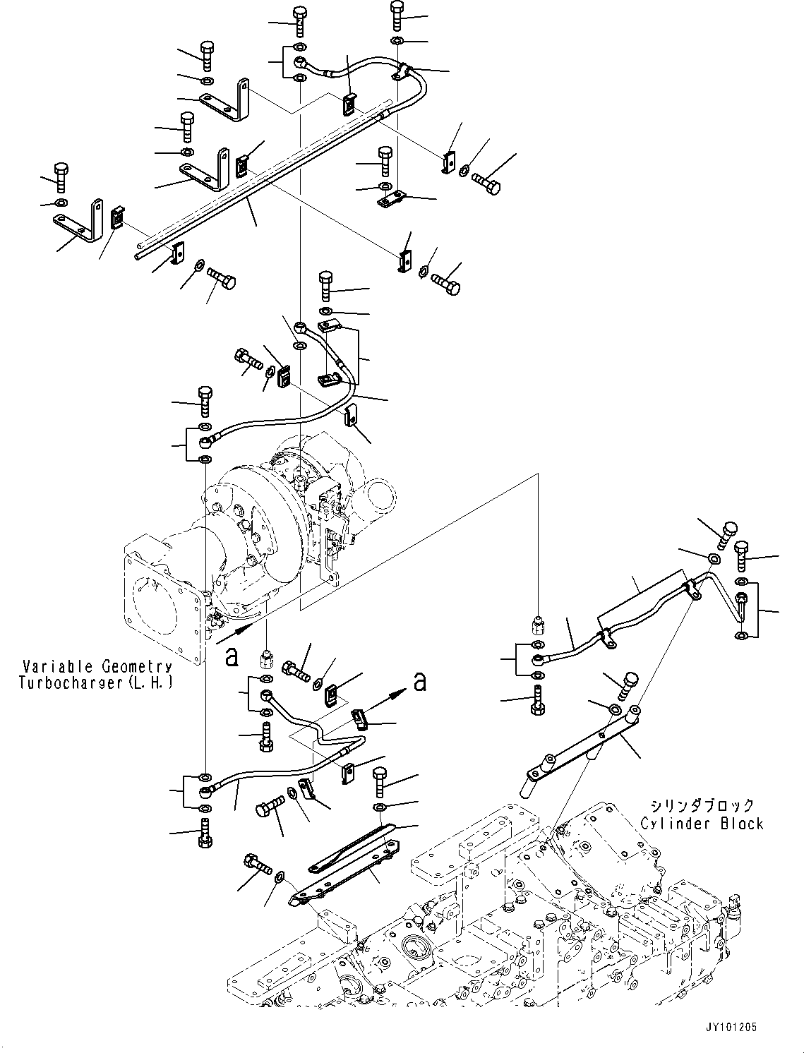 Engines Komatsu / SAA12V140E-7 S/N 800007-UP (For HD785-8)(1001360C) / Variable Geometry Turbocharger (VGT), Water Piping (1/3) (#800007-)(A009008 : A1530-001008)