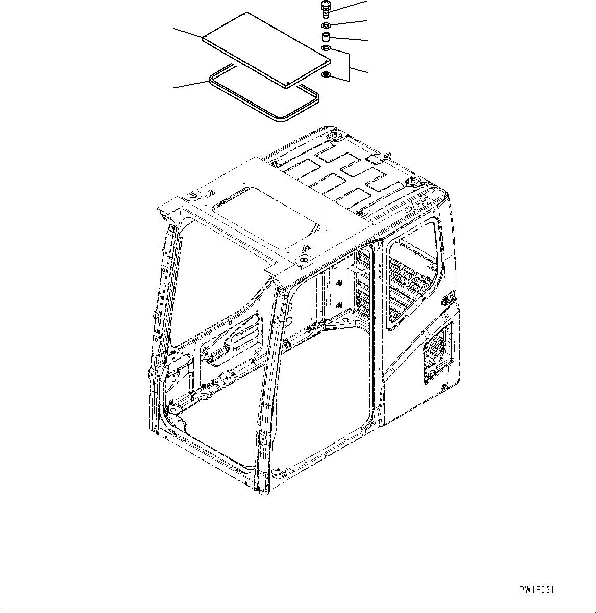 Excavators Komatsu / PC1250-8 S/N 30364-UP (Cold Area Arrangement (-30 deg C) , SP Specification)(1001362C) / Cab, Roof Window (#30158-)(K005003 : K0210-013003)
