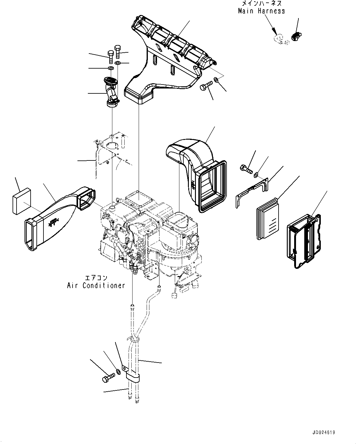 Excavators Komatsu / PC1250-8 S/N 30364-UP (Cold Area Arrangement (-30 deg C) , SP Specification)(1001362C) / Air Conditioner, Duct (Auto Type, For Cold Area Specification A (-30 deg C), Extra Bad Fuel and Poor Fuel Specification, Water+D(K010005 : K0710-011005)