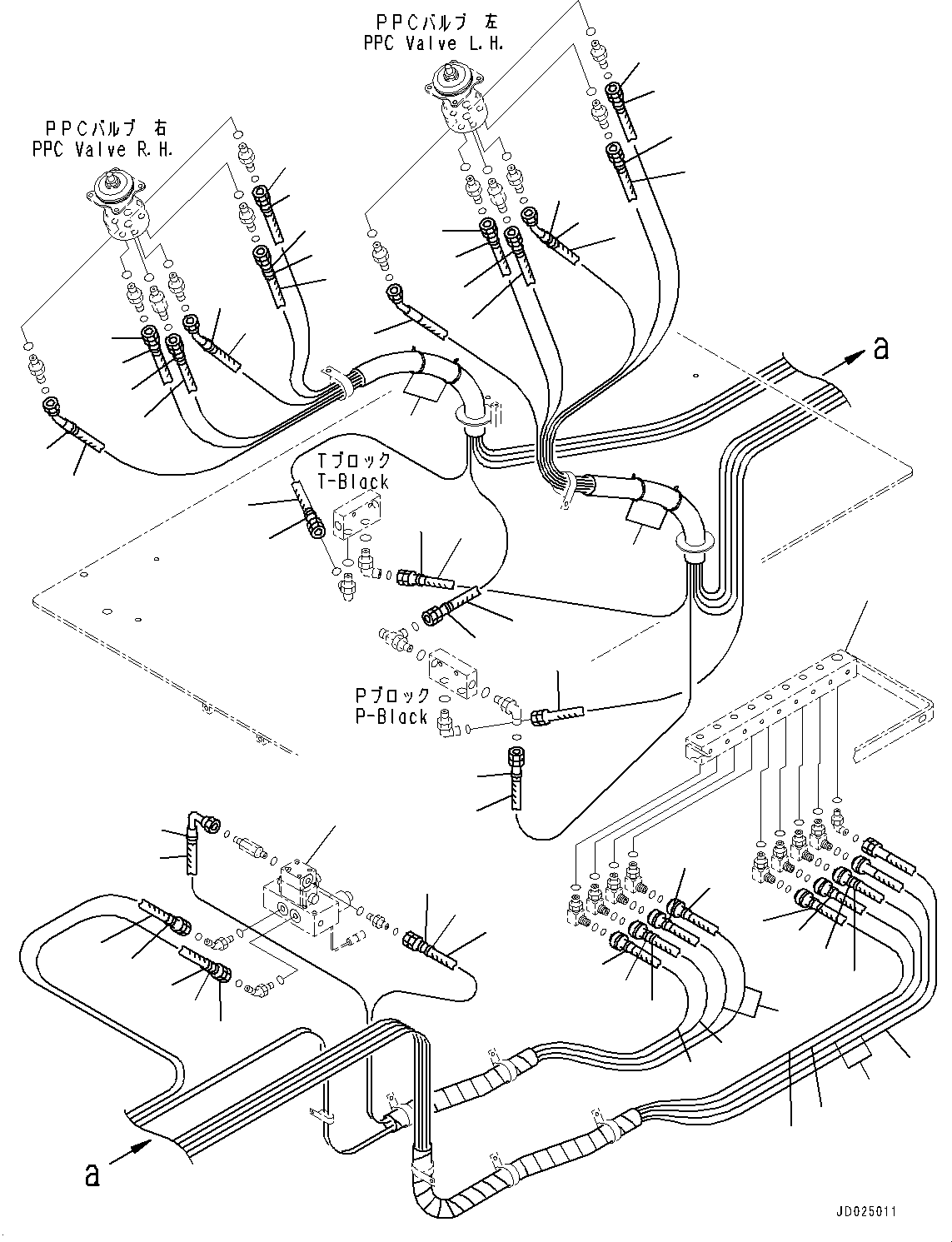 Excavators Komatsu / PC1250-8 S/N 30364-UP (Cold Area Arrangement (-30 deg C) , SP Specification)(1001362C) / Floor Frame, PPC Hose (2/2) (#30158-)(K013025 : K1110-055025)