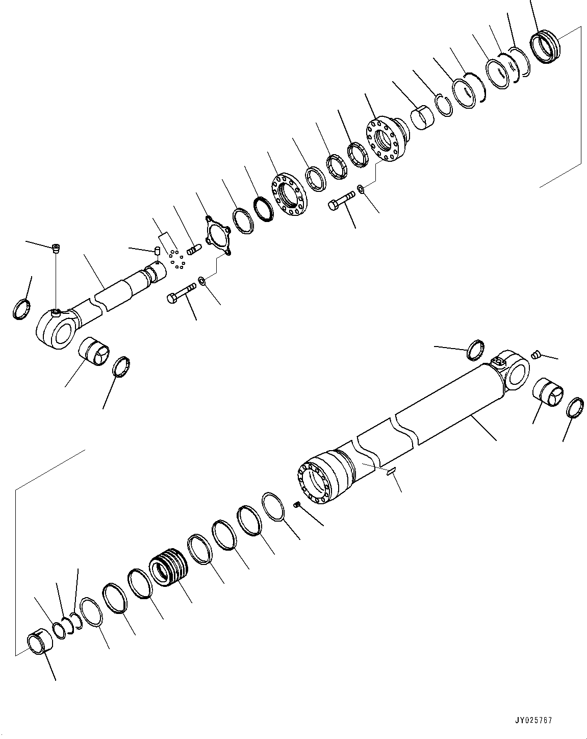 Excavators Komatsu / PC1250-8 S/N 30364-UP (Cold Area Arrangement (-30 deg C) , SP Specification)(1001362C) / Arm, Bucket Cylinder, L.H. (1/2) (#30364-)(T005003 : T1200-021003)