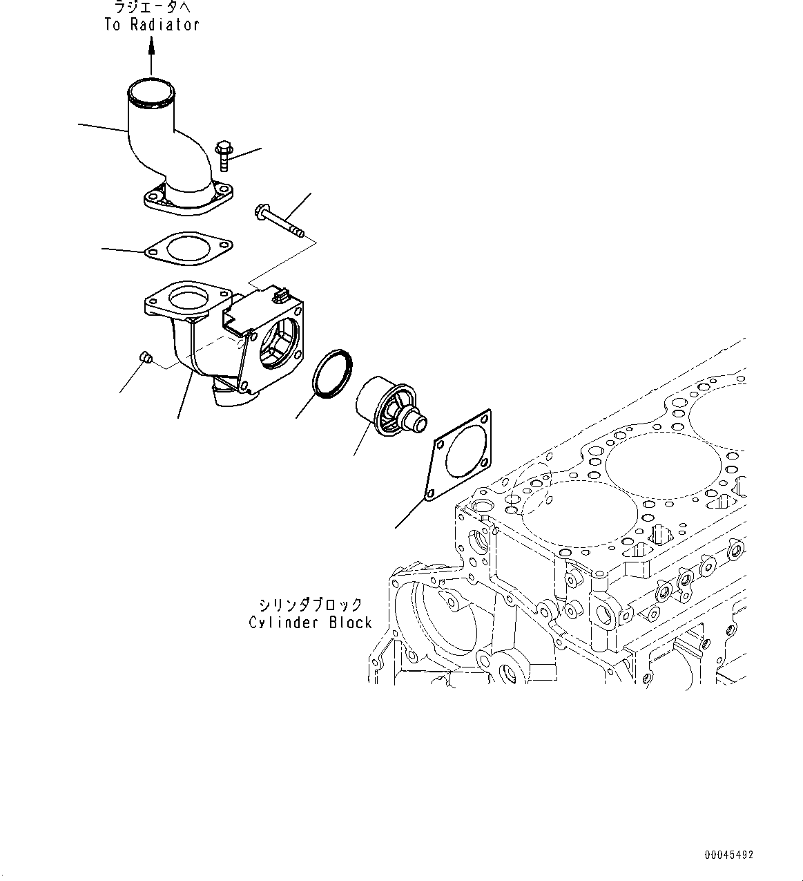 Engines Komatsu / SAA6D125E-5 S/N 663485-UP (For PC500LC-10R)(1001372C) / Thermostat Housing (#663485-)(E006001 : A1730-001001)