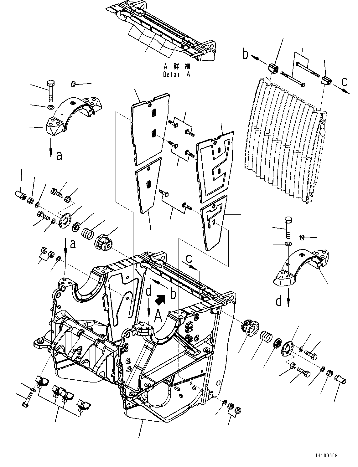 Mobile crushers and recyclers Komatsu / BR380JG-3 S/N 5001-UP(1001495C) / Crusher, Frame (Fixed and Swing Jaw Plate) (#5001-)(T008001 : T1640-003001)