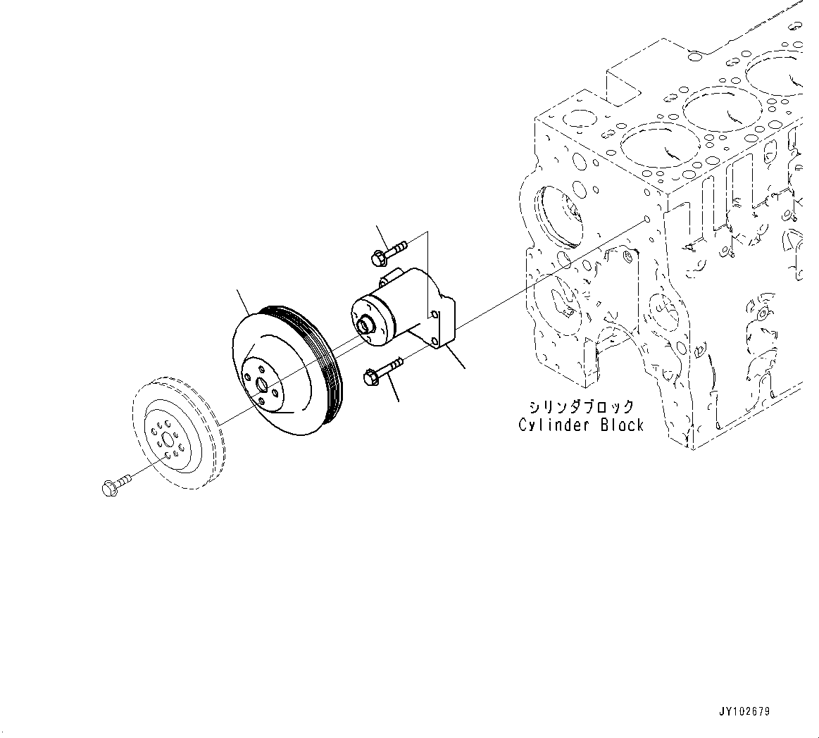 Engines Komatsu / SAA6D114E-6 S/N 26902339-UP (For D65EX-18E0/D65EXI-18E0/D65PX-18E0/D65PXI-18E0/D65WX-18E0)(1001521C) / Cooling Fan Drive Pulley (#26902339-)(E003001 : AFA10-002001)