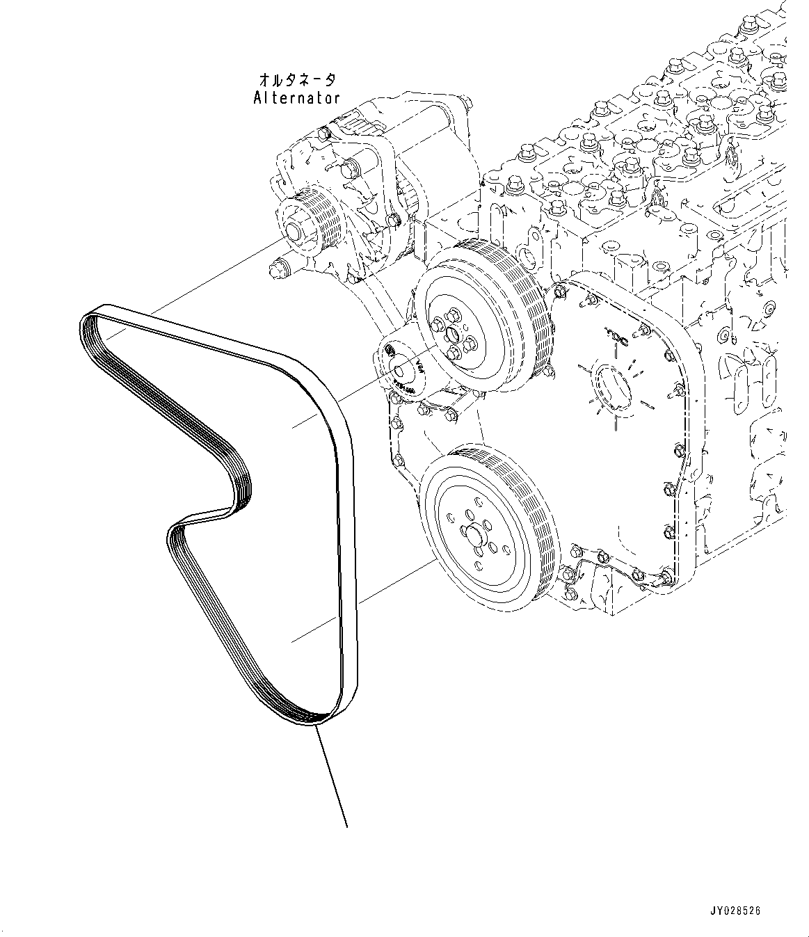 Engines Komatsu / SAA6D114E-6 S/N 26902339-UP (For D65EX-18E0/D65EXI-18E0/D65PX-18E0/D65PXI-18E0/D65WX-18E0)(1001521C) / Water Pump Drive Belt (#26902339-)(E004001 : AWP10-001001)
