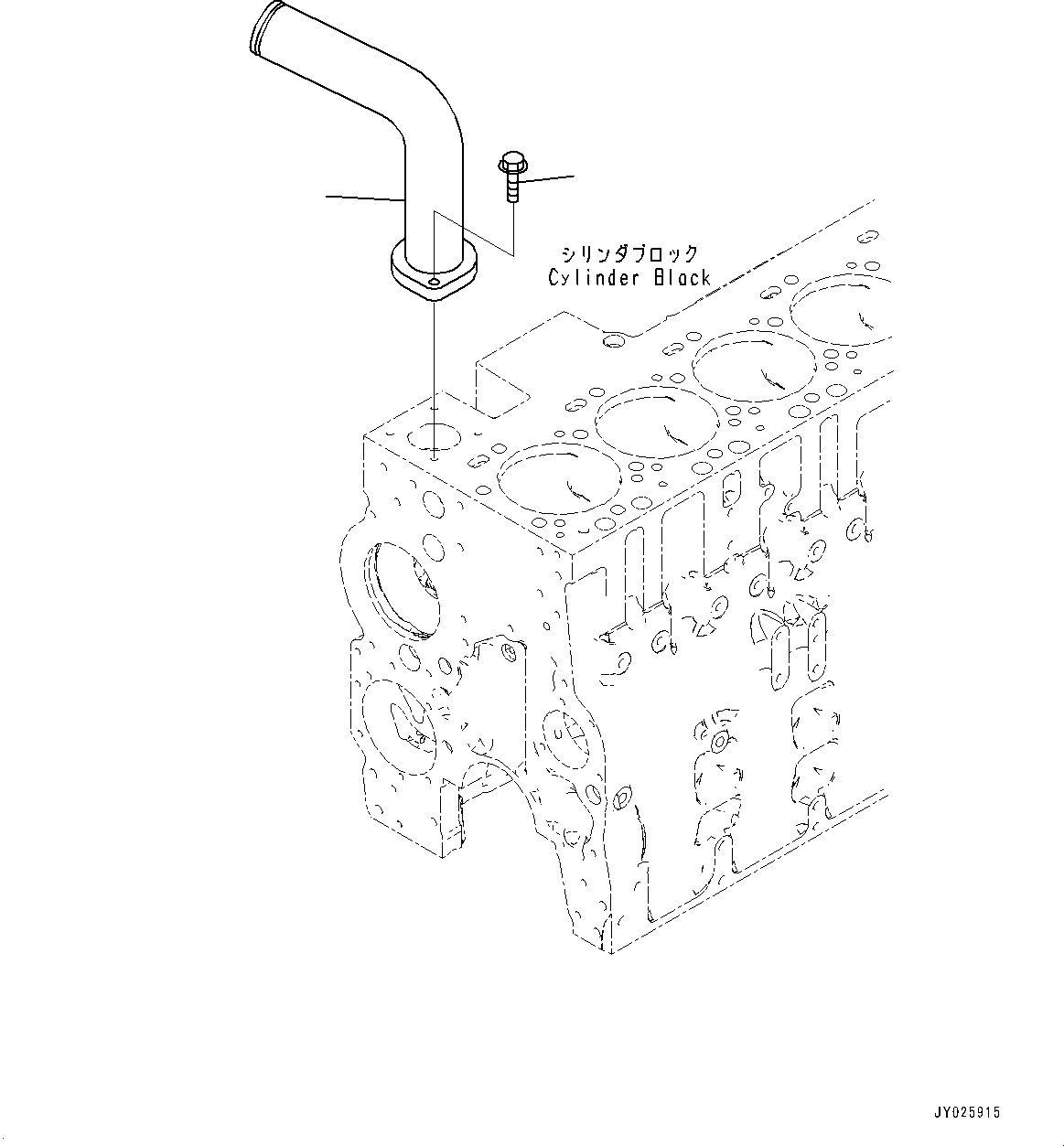 Engines Komatsu / SAA6D114E-6 S/N 26902339-UP (For D65EX-18E0/D65EXI-18E0/D65PX-18E0/D65PXI-18E0/D65WX-18E0)(1001521C) / Water Outlet Connector (#26902339-)(E005001 : AWO00-001001)