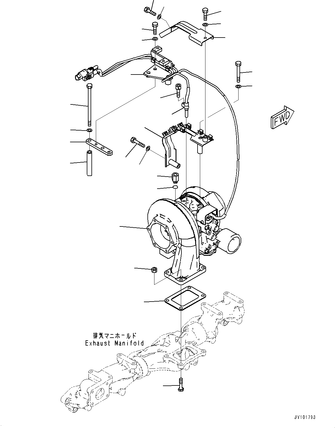 Komatsu parts book diagram for SAA6D125E-7 S/N 860032-UP (For HM300-5E0): VARIABLE GEOMETRY TURBOCHARGER (VGT), MOUNTING(#860032-)