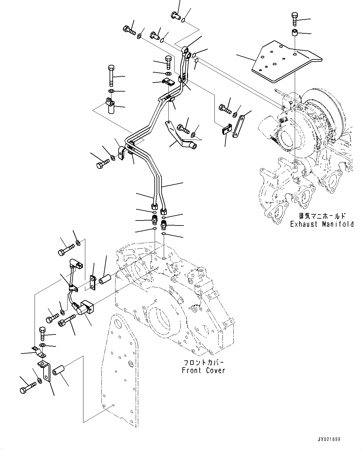 Komatsu parts book diagram for SAA6D125E-7 S/N 860032-UP (For HM300-5E0): VARIABLE GEOMETRY TURBOCHARGER (VGT), EPC PIPING (#860032-)