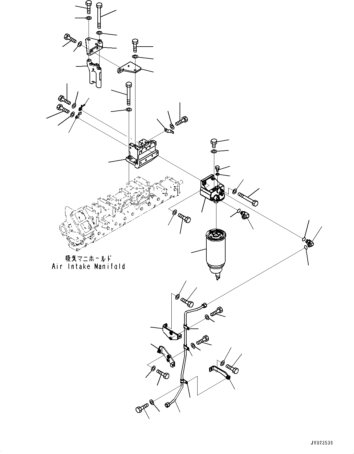 Komatsu parts book diagram for SAA6D125E-7 S/N 860032-UP (For HM300-5E0): FUEL PREFILTER (#860032-)