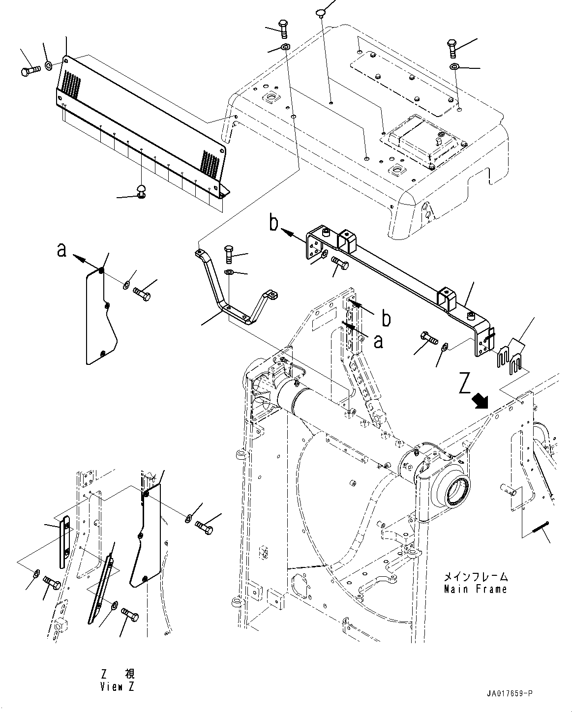 Komatsu parts book diagram for D85EXI-18E0 S/N 23363-UP: RADIATOR GUARD, RELATED PARTS (#22083-)