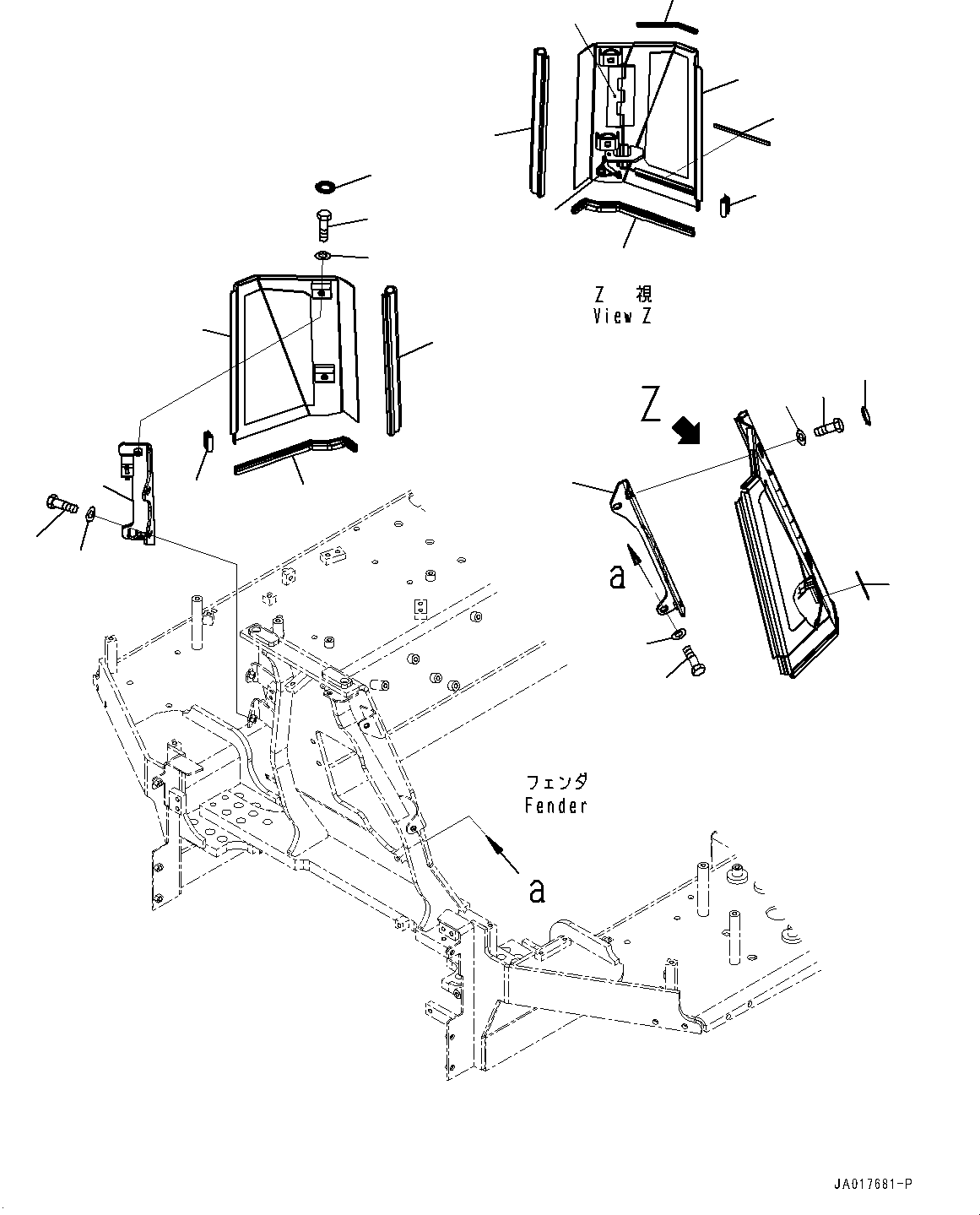 Komatsu parts book diagram for D85EXI-18E0 S/N 23363-UP: HOOD MOUNTING COVER (#22083-)
