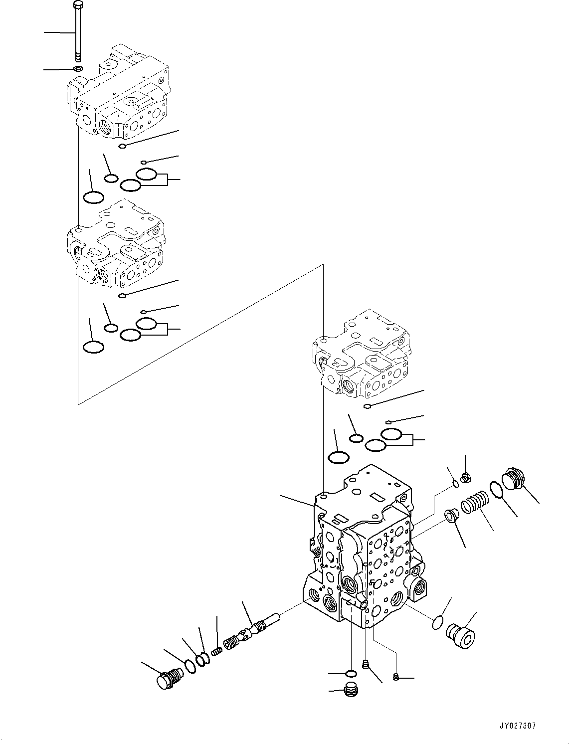 Komatsu parts book diagram for D85EXI-18E0 S/N 23363-UP: FENDER, CONTROL VALVE, 6-SPOOL (1/10) (#23046-)