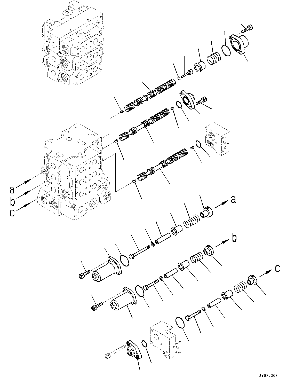 Komatsu parts book diagram for D85EXI-18E0 S/N 23363-UP: FENDER, CONTROL VALVE, 6-SPOOL (2/10) (#23046-)