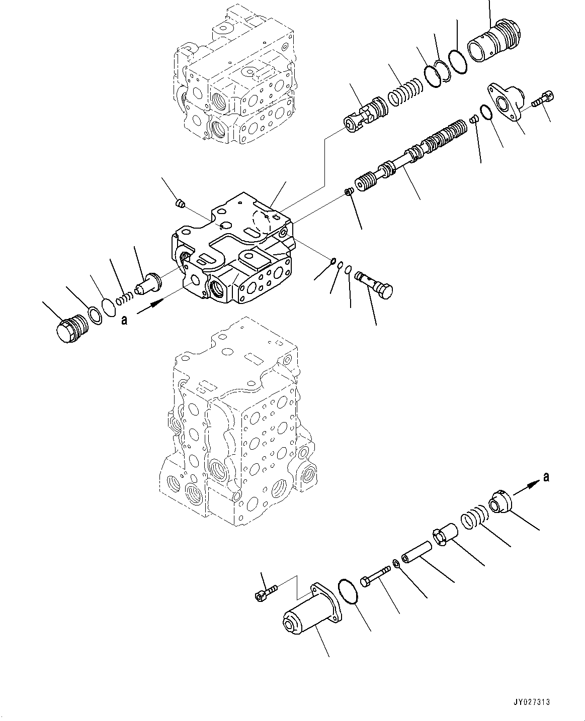 Komatsu parts book diagram for D85EXI-18E0 S/N 23363-UP: FENDER, CONTROL VALVE, 6-SPOOL (8/10) (#23046-)