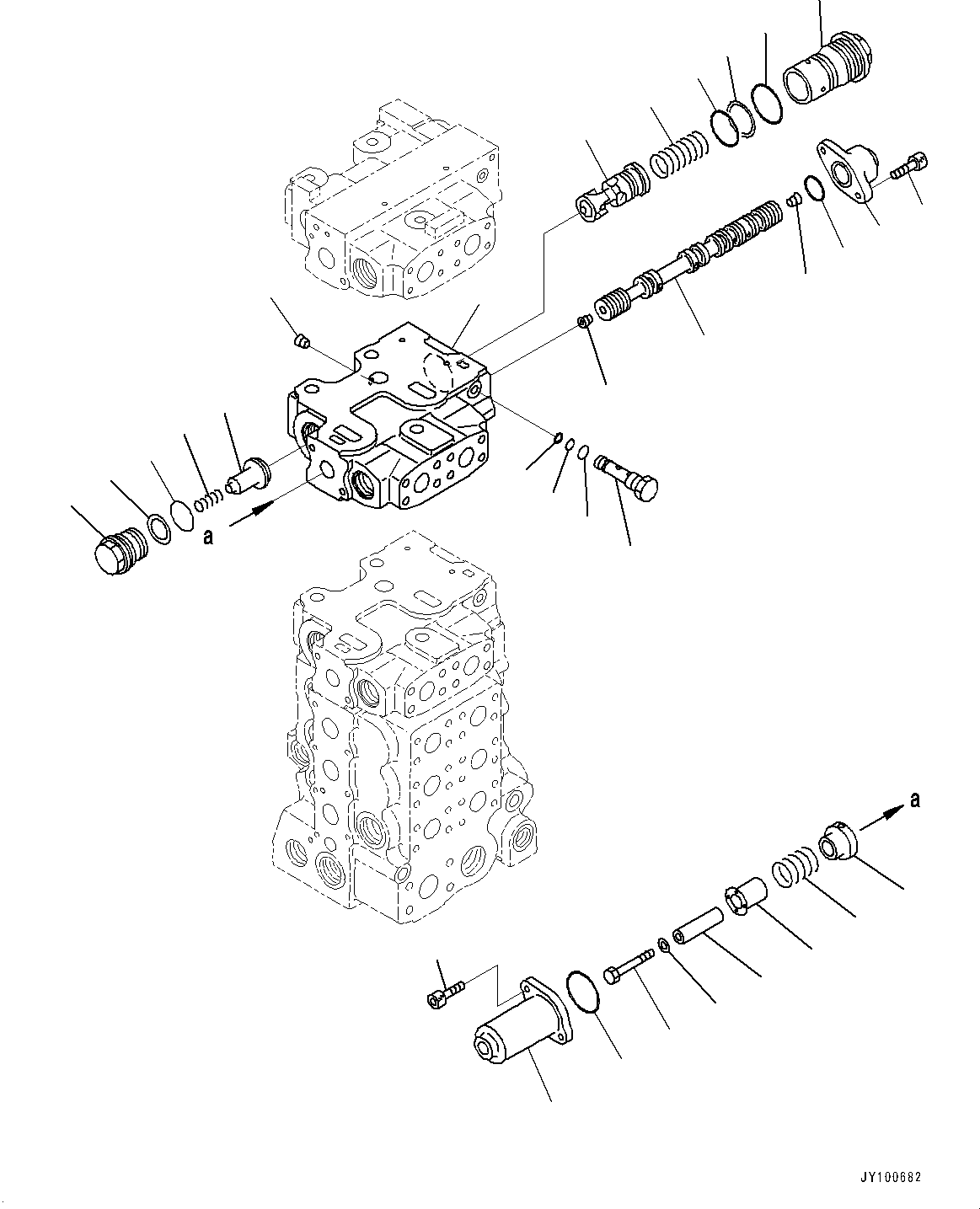 Komatsu parts book diagram for D85EXI-18E0 S/N 23363-UP: FENDER, CONTROL VALVE, 6-SPOOL (9/10) (#23046-)