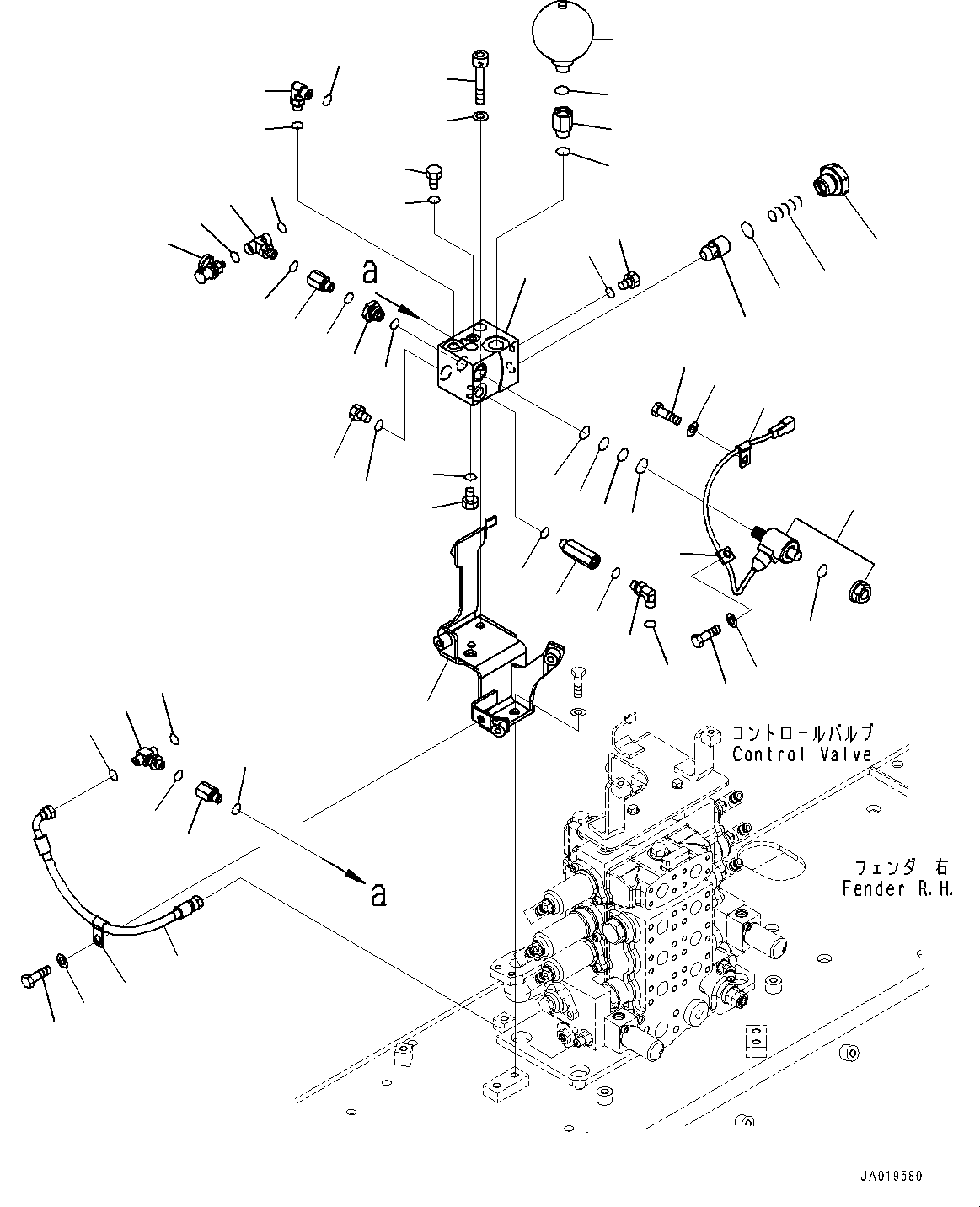 Komatsu parts book diagram for D85EXI-18E0 S/N 23363-UP: FENDER, PPC BLOCK (WITH PREVENTIVE MAINTENANCE SERVICE CONNECTORS) (#23046-)