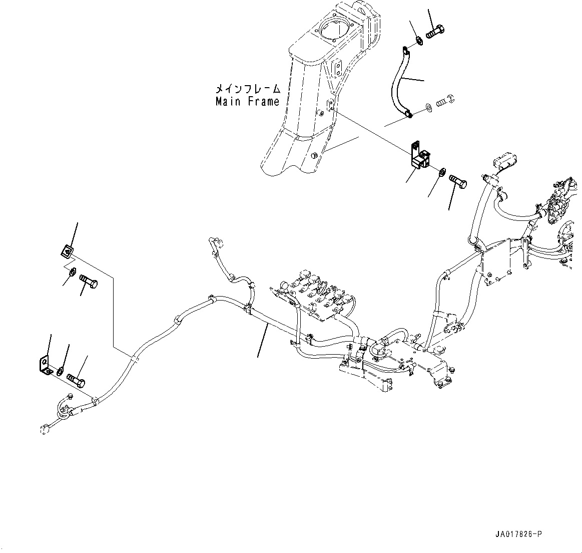 Komatsu parts book diagram for D85EXI-18E0 S/N 23363-UP: FENDER, GROUND CABLE (2/2) (#23046-)