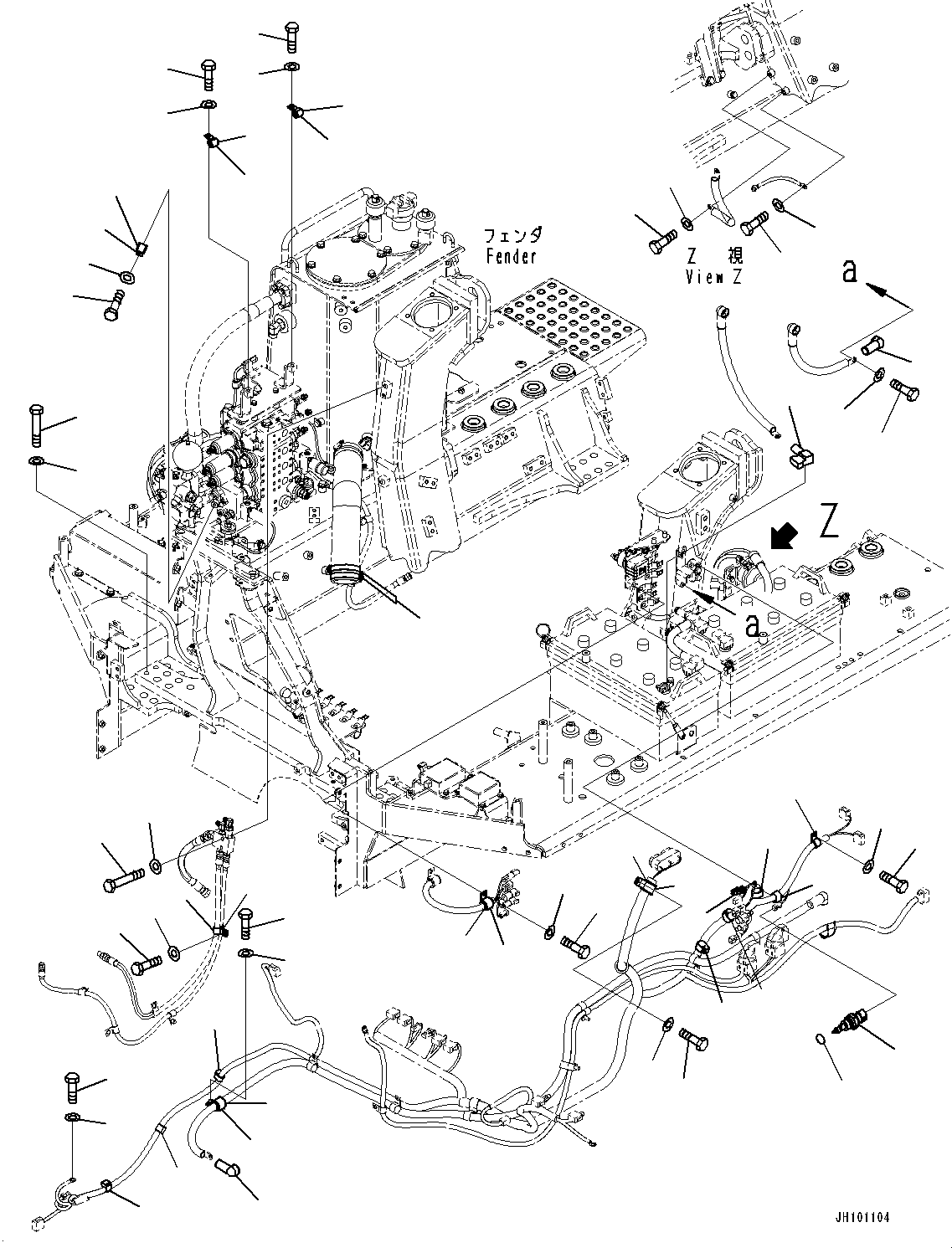 Komatsu parts book diagram for D85EXI-18E0 S/N 23363-UP: FENDER, MOUNTING (#23046-)