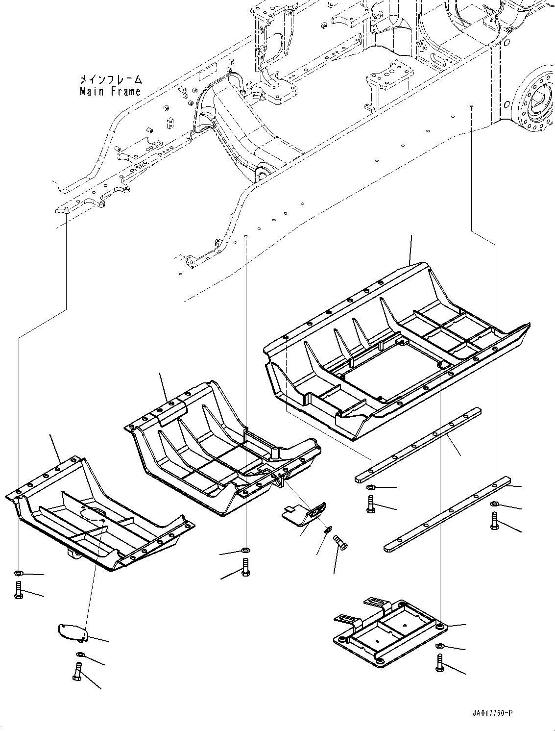 Komatsu parts book diagram for D85EXI-18E0 S/N 23363-UP: UNDER GUARD, (FOR TIE DOWN CORRESPONDENCE) (#22083-)