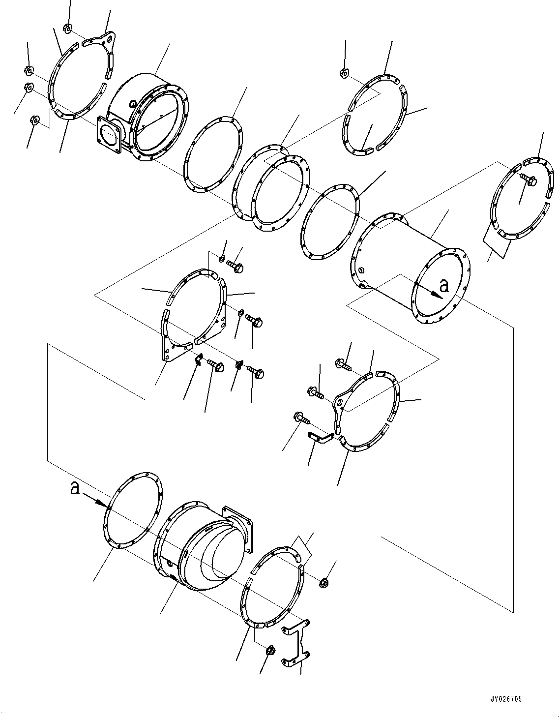 Wheel Loaders Komatsu / WA470-8E0 S/N 100445-UP(1001556C) / Exhaust Pipe, Inner Parts, Komatsu Diesel Particulate Filter (KDPF) (1/2) (#100001-)(B004001 : B0300-002001)