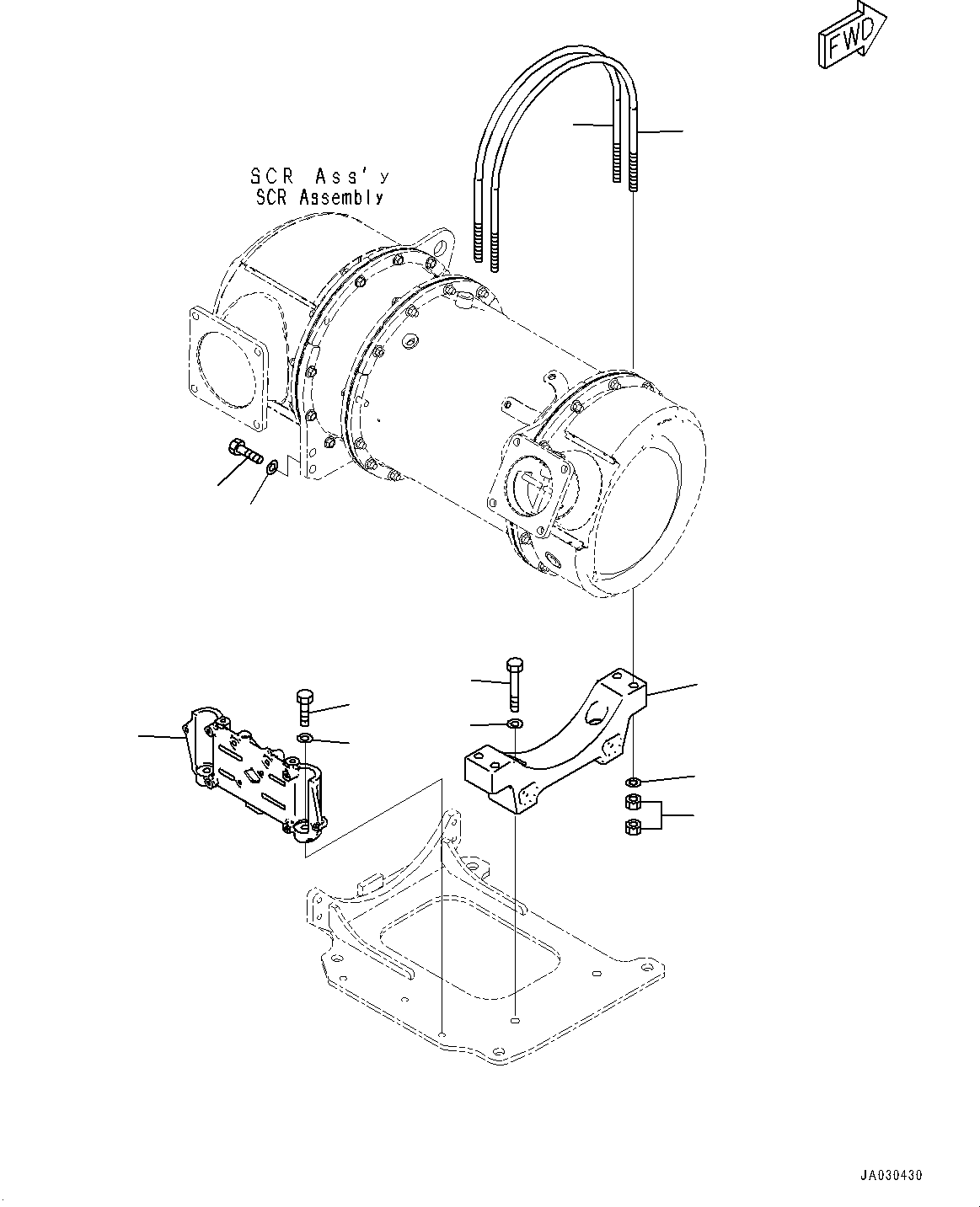 Wheel Loaders Komatsu / WA470-8E0 S/N 100445-UP(1001556C) / Exhaust Pipe, SCR Assembly Mounting (#100001-)(B004006 : B0300-002006)