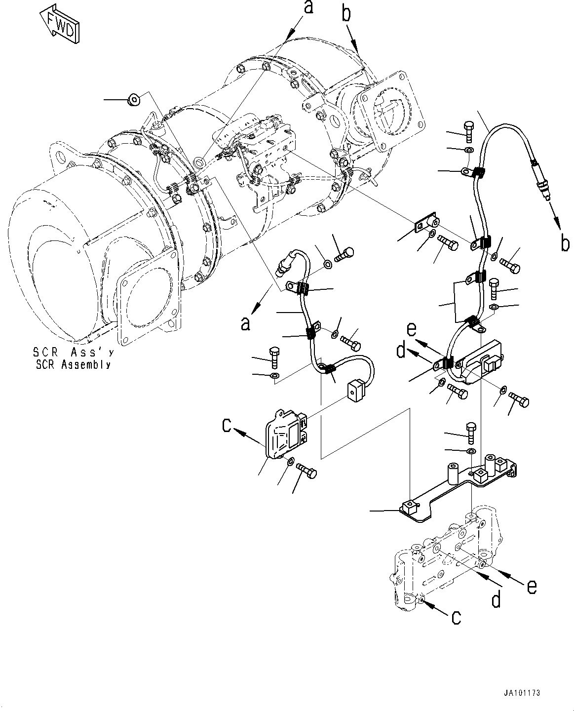 Wheel Loaders Komatsu / WA470-8E0 S/N 100445-UP(1001556C) / Exhaust Pipe, Komatsu Diesel Particulate Filter (KDPF) and SCR Assembly Mounting (1/3) (#100001-)(B004007 : B0300-002007)