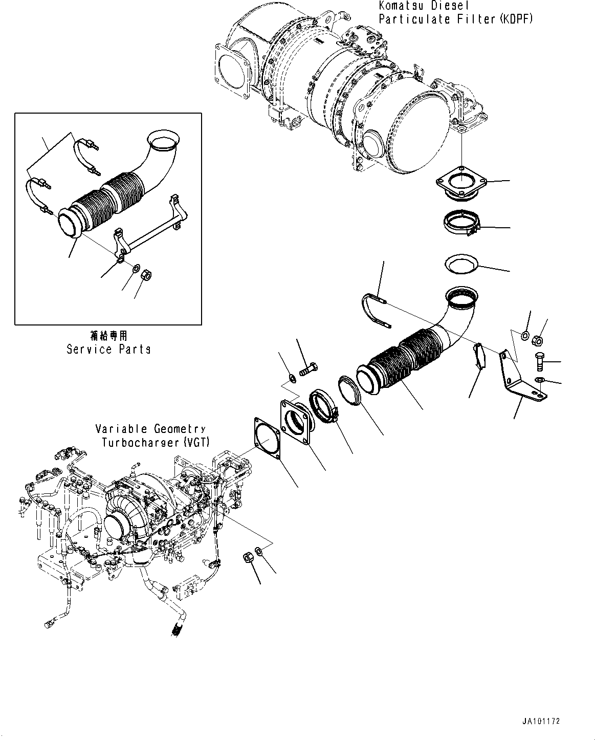 Wheel Loaders Komatsu / WA470-8E0 S/N 100445-UP(1001556C) / Exhaust Pipe, Piping (#100001-)(B004014 : B0300-002012)