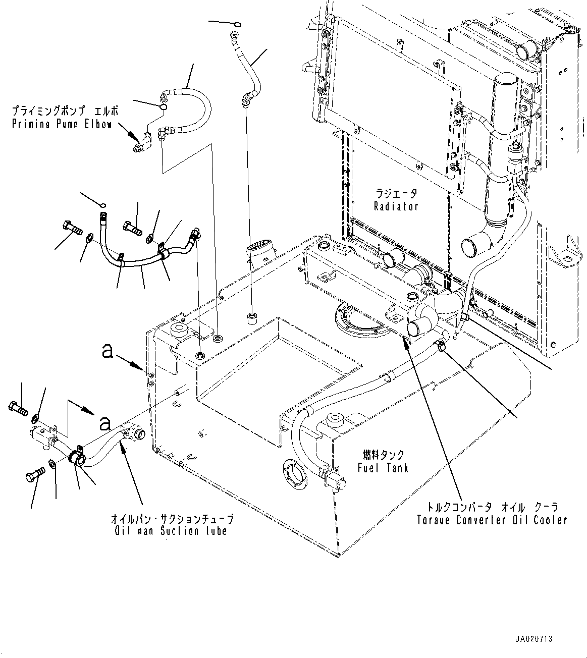 Wheel Loaders Komatsu / WA470-8E0 S/N 100445-UP(1001556C) / Fuel Tank, Spill Hose Piping and Clamp (#100001-)(D001005 : D0100-002005)