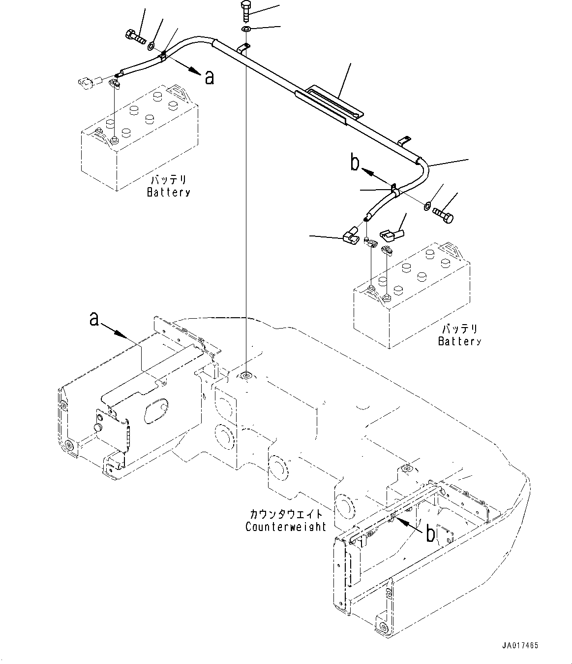 Wheel Loaders Komatsu / WA470-8E0 S/N 100445-UP(1001556C) / Battery Box, Battery Cable (#100001-)(E003004 : E0120-002004)