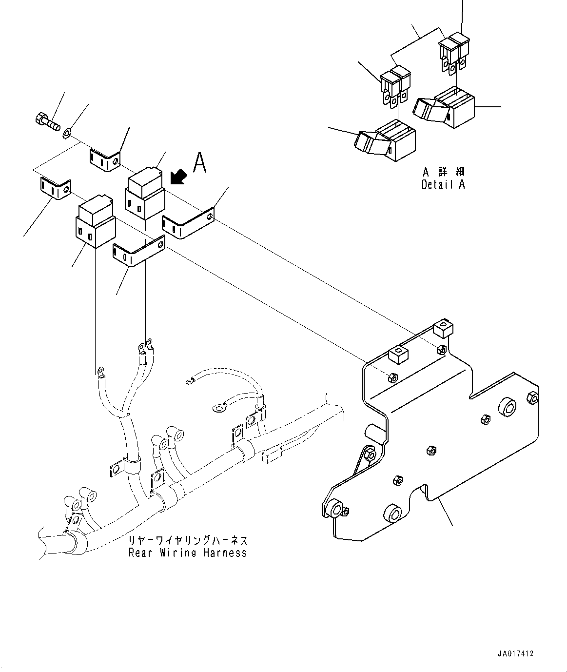 Wheel Loaders Komatsu / WA470-8E0 S/N 100445-UP(1001556C) / Rear Wiring Harness, Fuse(#100001-100074)(E007010 : E0202-003009)