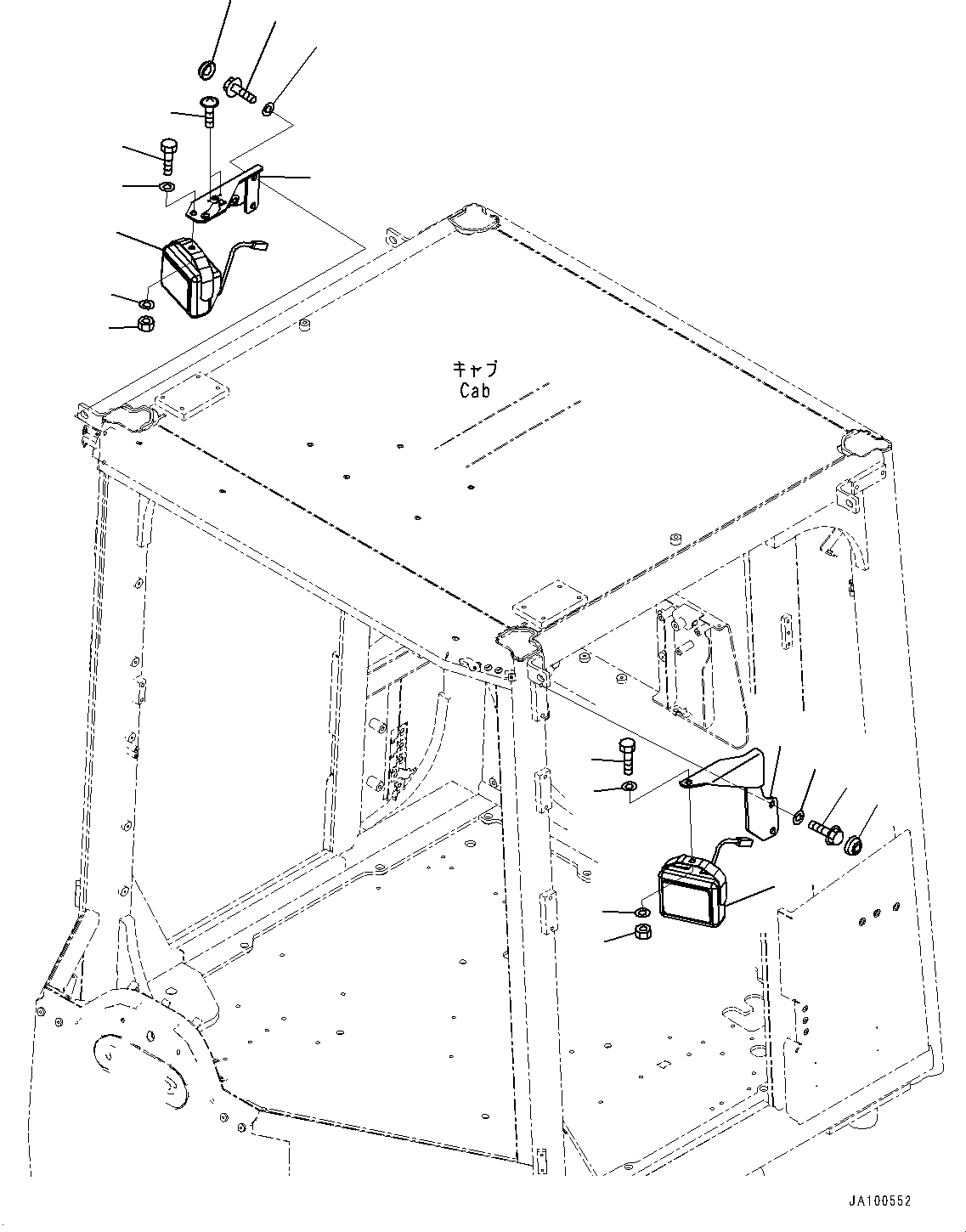 Wheel Loaders Komatsu / WA470-8E0 S/N 100445-UP(1001556C) / Front Working Lamp, (With Front Step)(#100001-100324)(E010001 : E0340-010001)