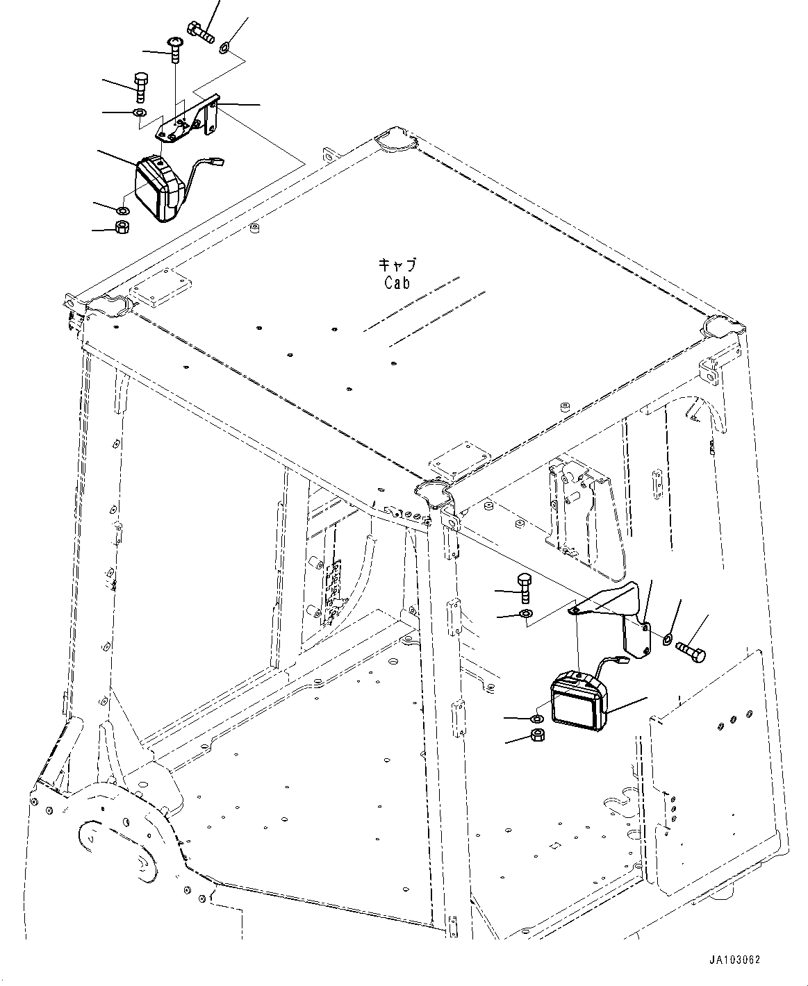 Wheel Loaders Komatsu / WA470-8E0 S/N 100445-UP(1001556C) / Front Working Lamp, (With Front Step)(#100439-)(E010003 : E0340-010001B)
