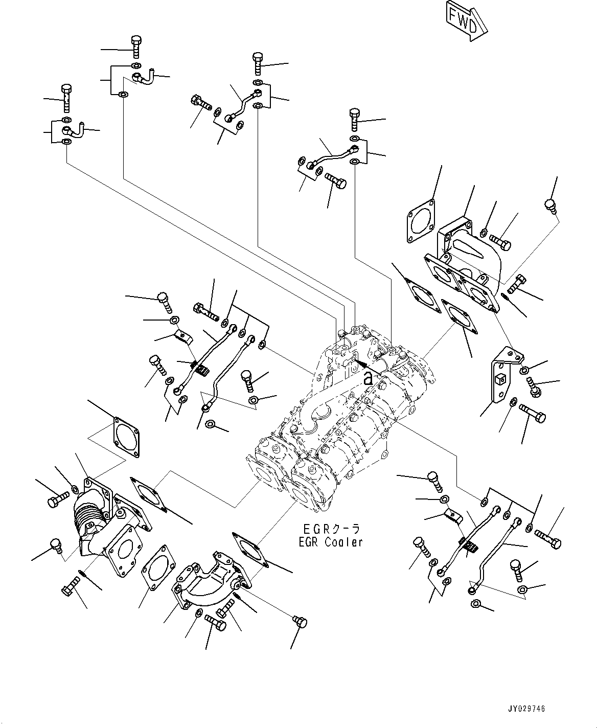 Komatsu parts book diagram for SAA6D140E-7 S/N 830235-UP (For WA500-8E0): EXHAUST GAS RE-CIRCULATION (EGR) VALVE, EGR COOLER PIPING AND AIR VENT (#830235-)