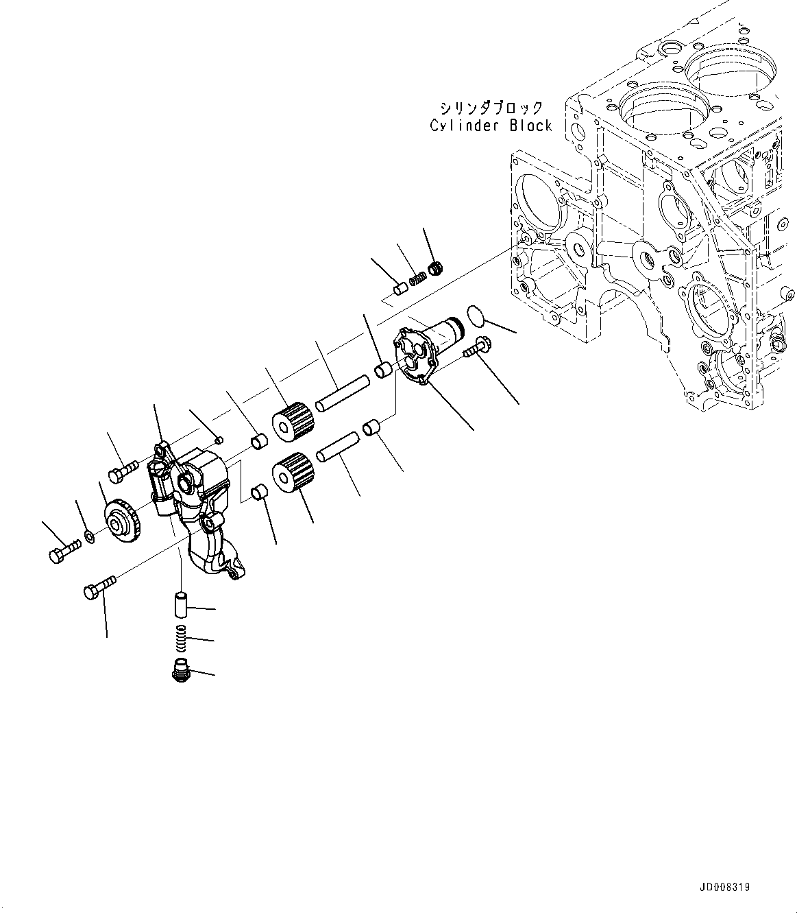 Komatsu parts book diagram for SAA6D140E-7 S/N 830235-UP (For WA500-8E0): ENGINE OIL PUMP (#830235-)