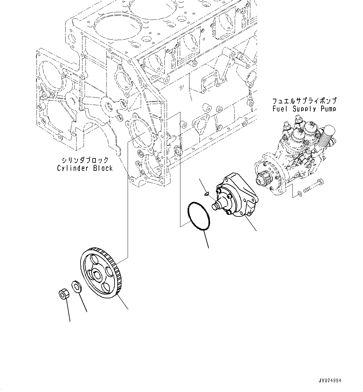 Komatsu parts book diagram for SAA6D140E-7 S/N 830235-UP (For WA500-8E0): FUEL SUPPLY PUMP DRIVE (#830235-)